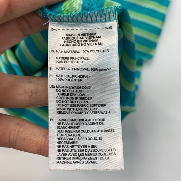 Adidas Polo Shirt Mens L Large Green Striped High Low Vented Hem Short Sleeves - Picture 10 of 14